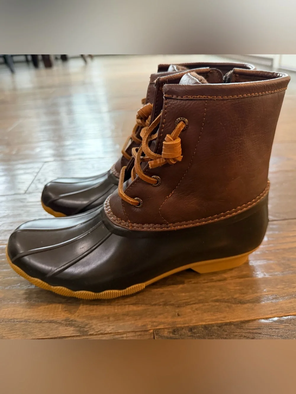 Sperry Two-Tone Brown and Black Duck Boots NWT